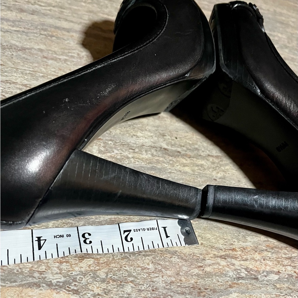 Tory Burch Austin Dark Brown Calista Logo Cone Heels with Signature Medallion - Picture 14 of 17